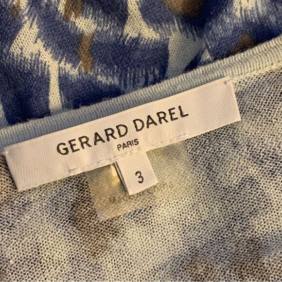 Gerard Darel Paris‎ Cheetah Print Lightweight Knit Top Blue Size 3 US M - Picture 7 of 11